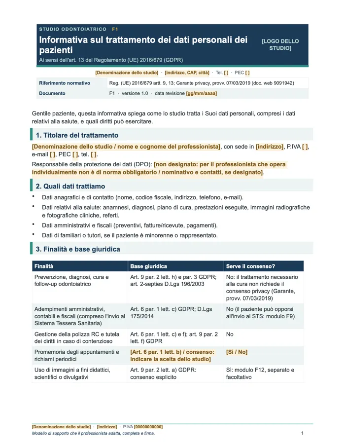 Informativa privacy pazienti (Word e PDF)